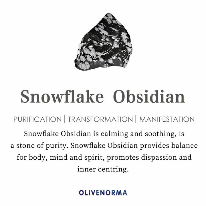 Bracciale da uomo Olivenorma con perline di ematite e ossidiana a fiocco di neve