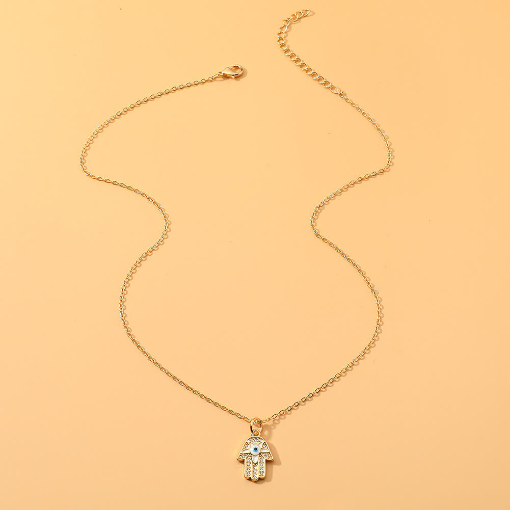 Olivenorma Collana a forma di cuore Hamsa con occhio malvagio in resina epossidica
