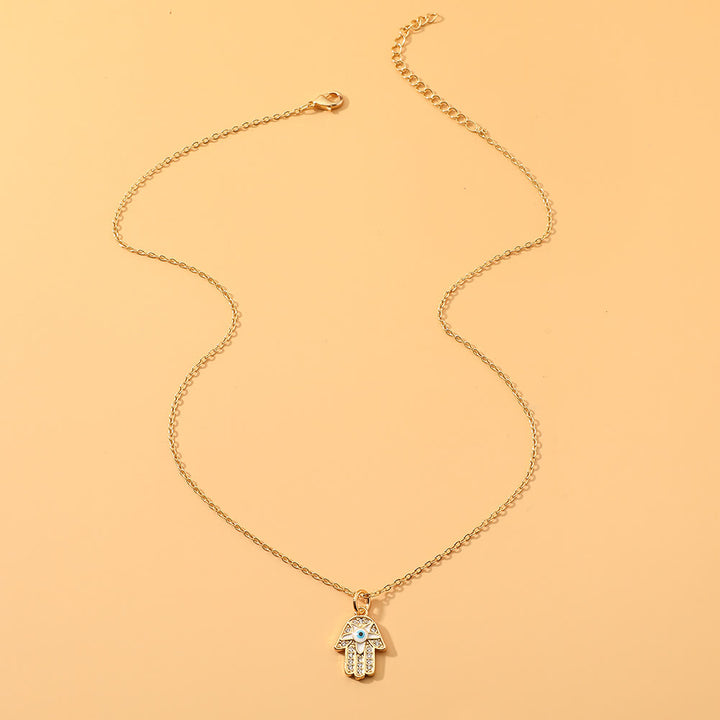 Olivenorma Collana a forma di cuore Hamsa con occhio malvagio in resina epossidica