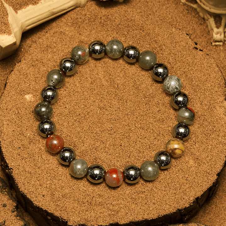 Bracciale Olivenorma con perline di ematite e pietra del sangue di drago