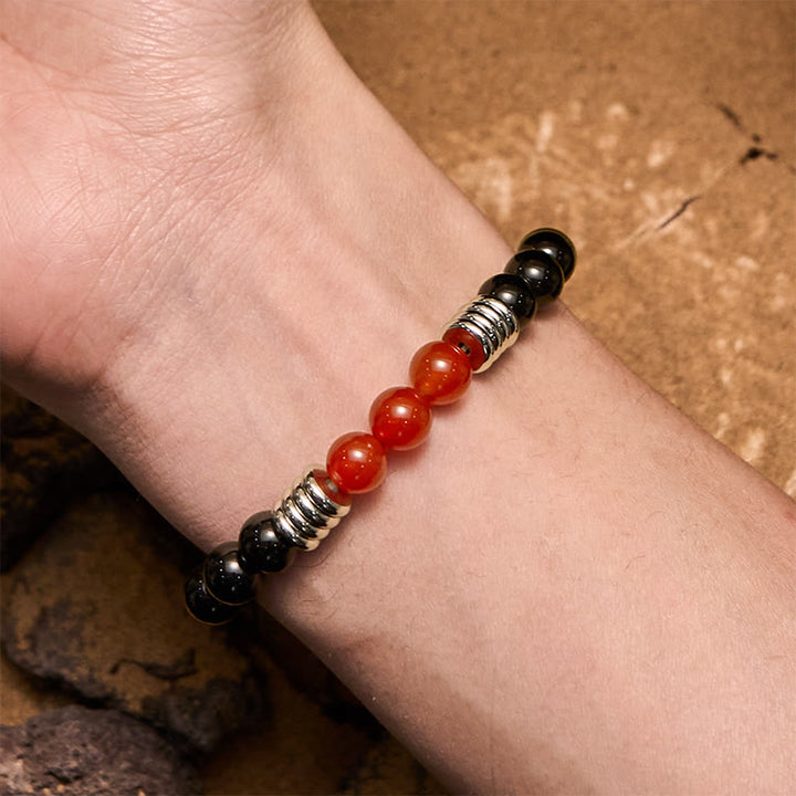 Bracciale Olivenorma con perline in agata rossa ossidiana da 8 mm