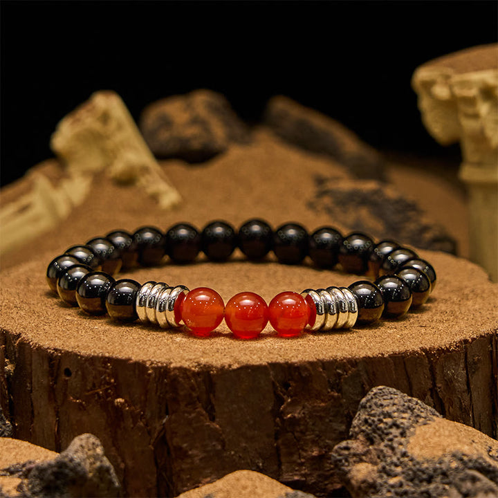 Bracciale Olivenorma con perline in agata rossa ossidiana da 8 mm