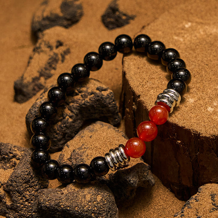 Bracciale Olivenorma con perline in agata rossa ossidiana da 8 mm
