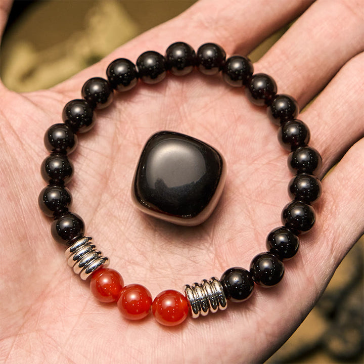 Bracciale Olivenorma con perline in agata rossa ossidiana da 8 mm