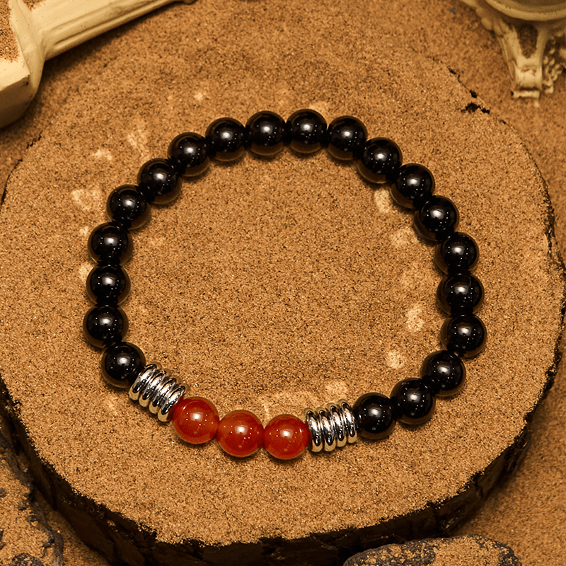 Bracciale Olivenorma con perline in agata rossa ossidiana da 8 mm