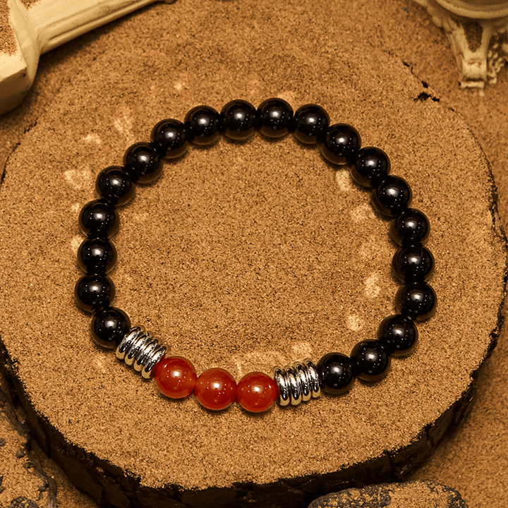 Bracciale Olivenorma con perline in agata rossa ossidiana da 8 mm
