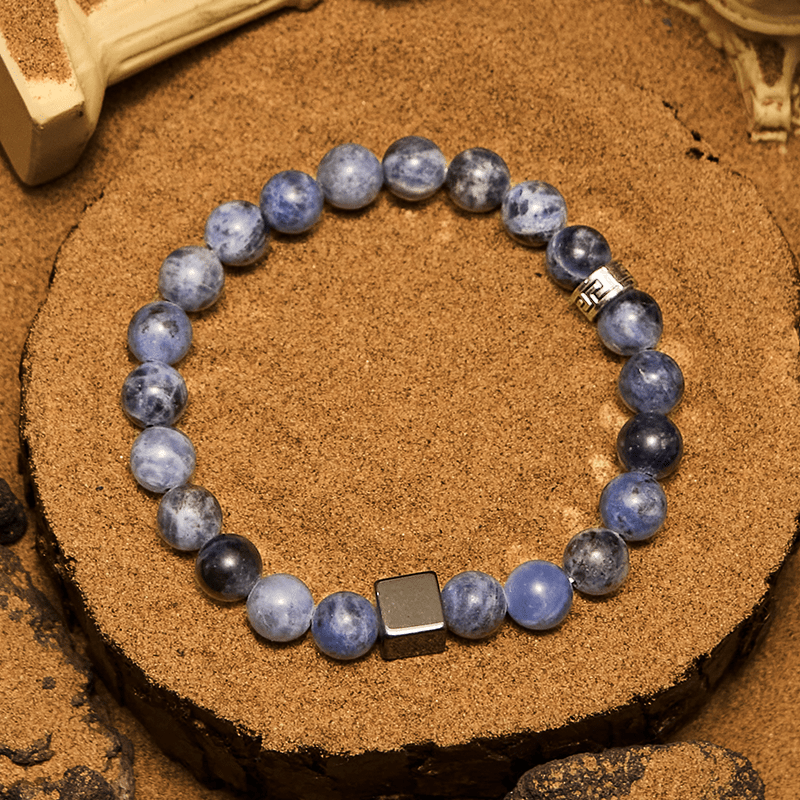 Bracciale Olivenorma con perline di ematite sodalite a taglio quadrato da 8 mm