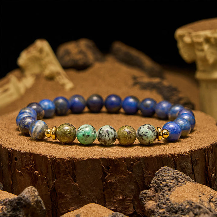 Bracciale Olivenorma con perline di turchese africano e lapislazzuli da 8 mm