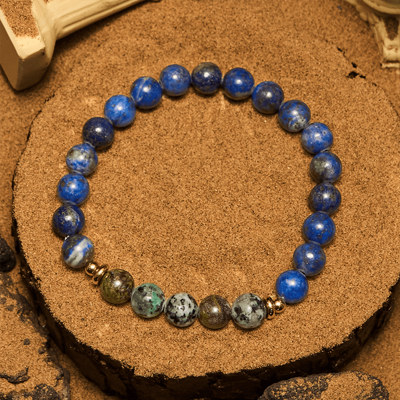 Bracciale Olivenorma con perline di turchese africano e lapislazzuli da 8 mm