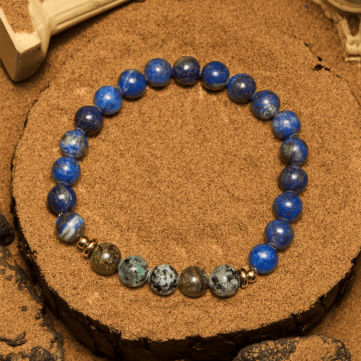 Bracciale Olivenorma con perline di turchese africano e lapislazzuli da 8 mm