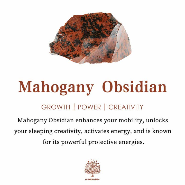 Bracciale Olivenorma in perline di corallo rosso, ossidiana e mogano naturale