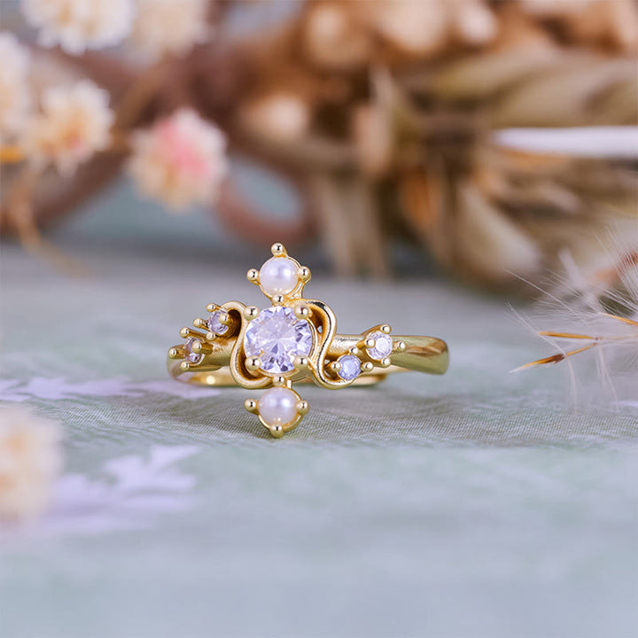Anello Olivenorma 'Compass' con perla d'acqua dolce e zirconi bianchi