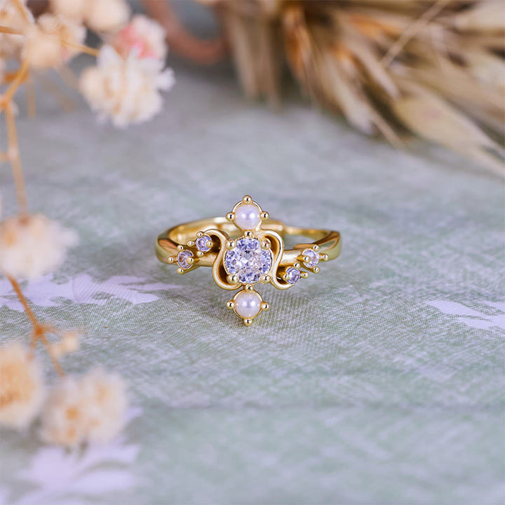 Anello Olivenorma 'Compass' con perla d'acqua dolce e zirconi bianchi