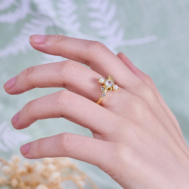 Anello Olivenorma 'Compass' con perla d'acqua dolce e zirconi bianchi