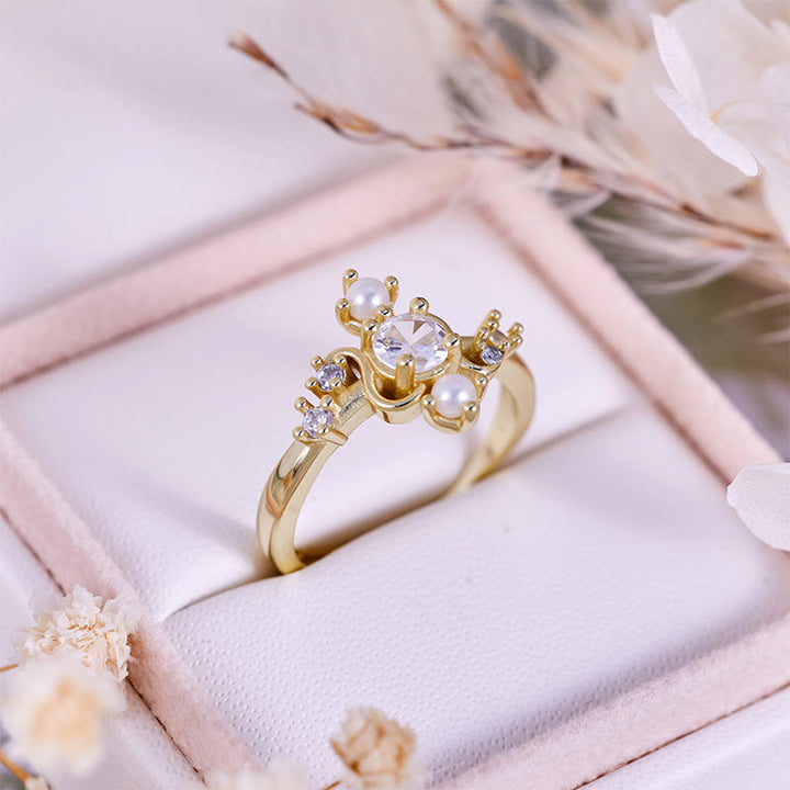 Anello Olivenorma 'Compass' con perla d'acqua dolce e zirconi bianchi
