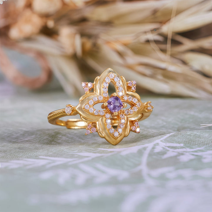 Anello Olivenorma in ametista con design retrò intagliato