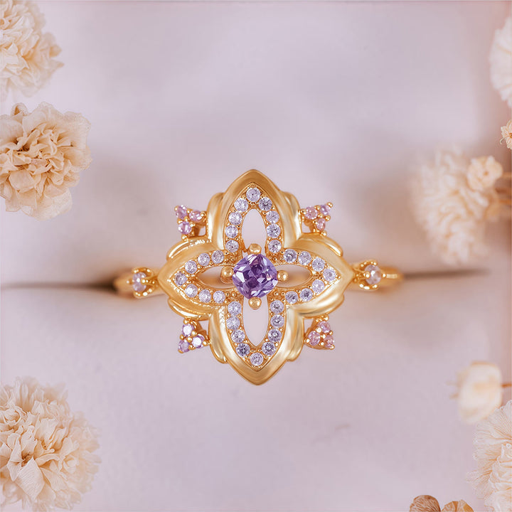 Anello Olivenorma in ametista con design retrò intagliato