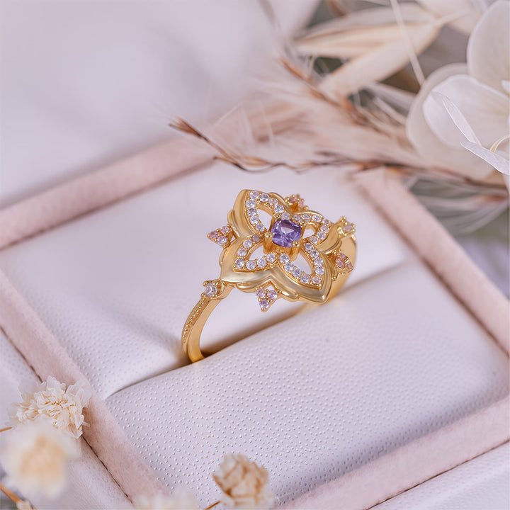 Anello Olivenorma in ametista con design retrò intagliato