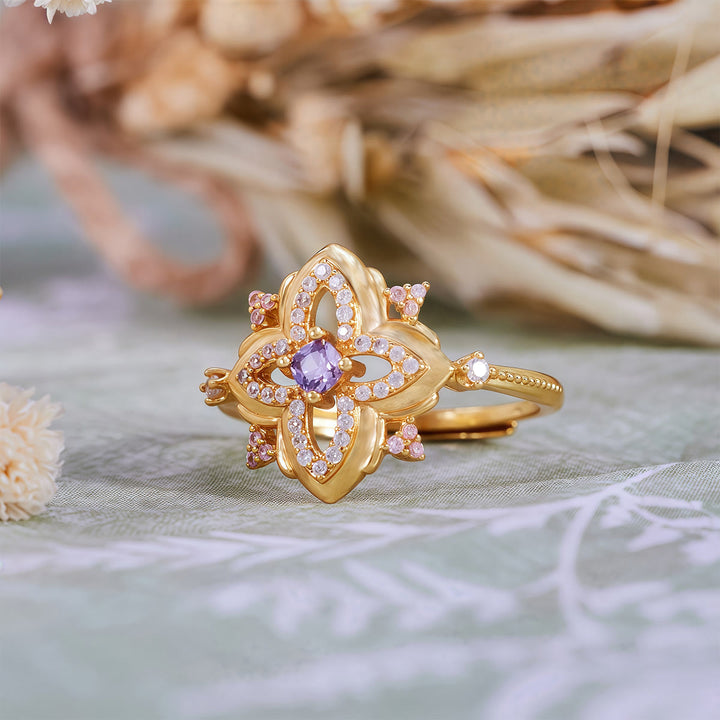 Anello Olivenorma in ametista con design retrò intagliato