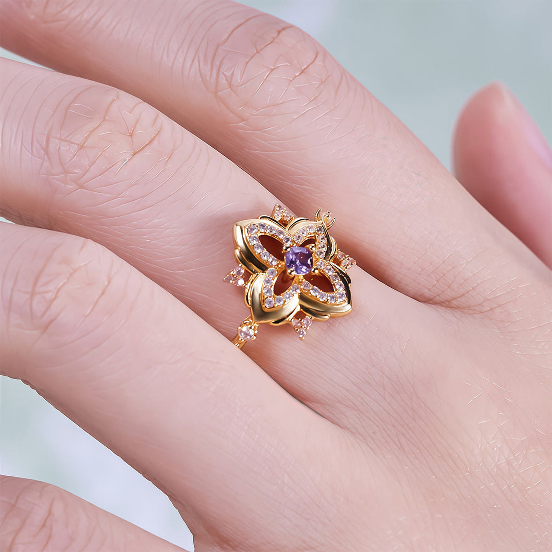 Anello Olivenorma in ametista con design retrò intagliato
