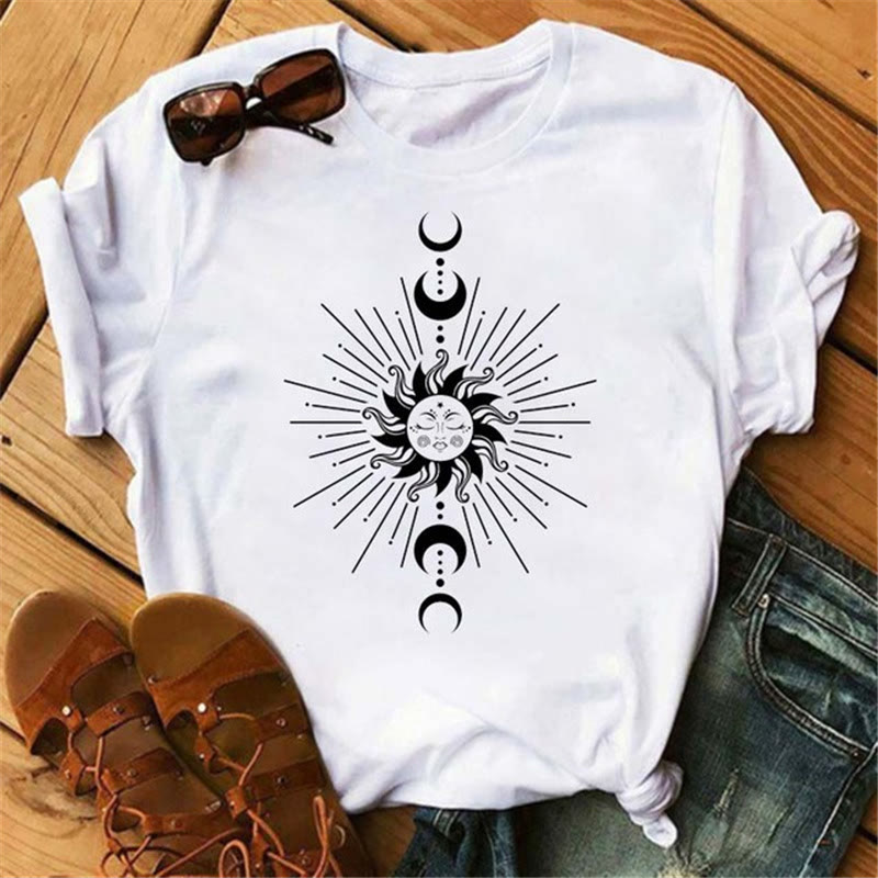 Maglietta stampata Olivenorma Cotton Moon Black Cat Lotus - Raggi di sole e luna - 2XL - image 7