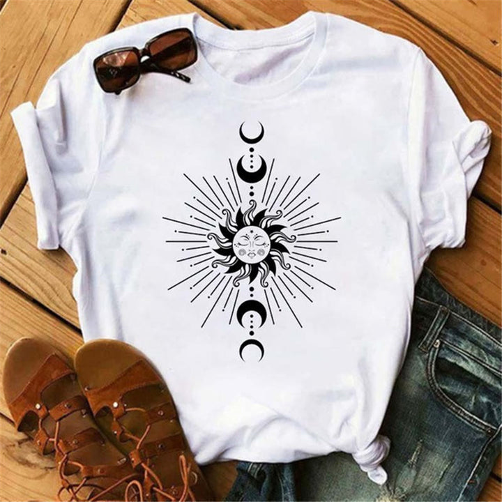 Maglietta stampata Olivenorma Cotton Moon Black Cat Lotus - Raggi di sole e luna - 2XL - image 7