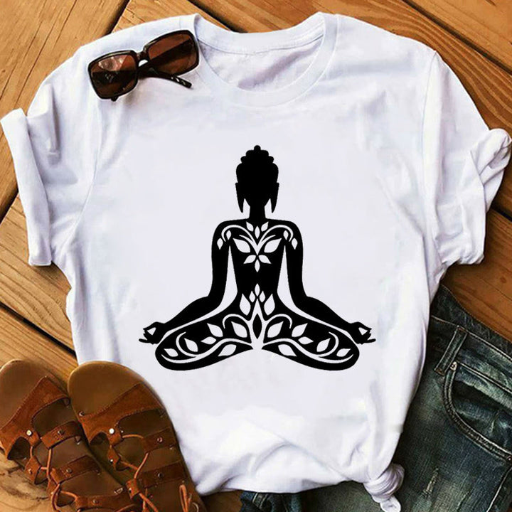 Olivenorma Buddha Chakra Meditazione Zen Hobo Boho T-shirt stampata
