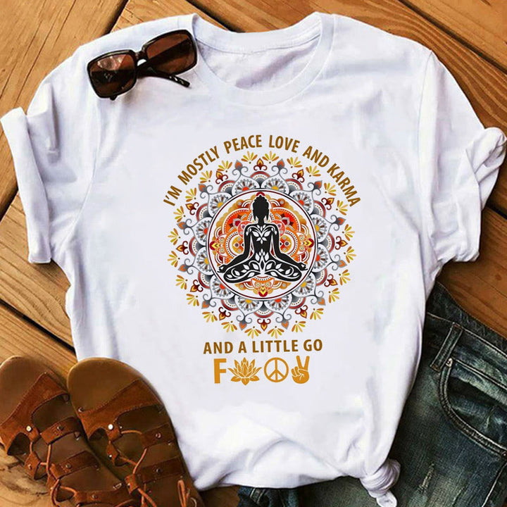 Olivenorma Buddha Chakra Meditazione Zen Hobo Boho T-shirt stampata