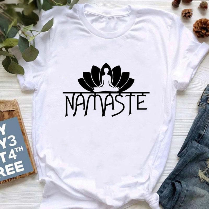 Maglietta stampata Meditazione Hamsa Buddha Lotus Olivenorma