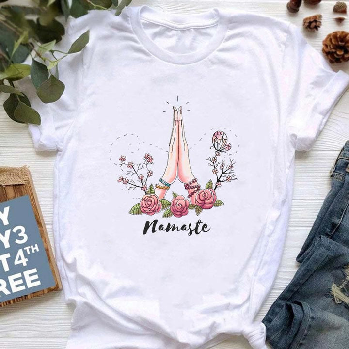 Maglietta stampata Meditazione Hamsa Buddha Lotus di Olivenorma - Mano e rosa - 2XL - image 4