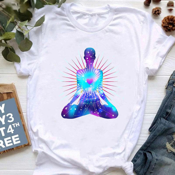 Maglietta stampata Meditazione Hamsa Buddha Lotus Olivenorma
