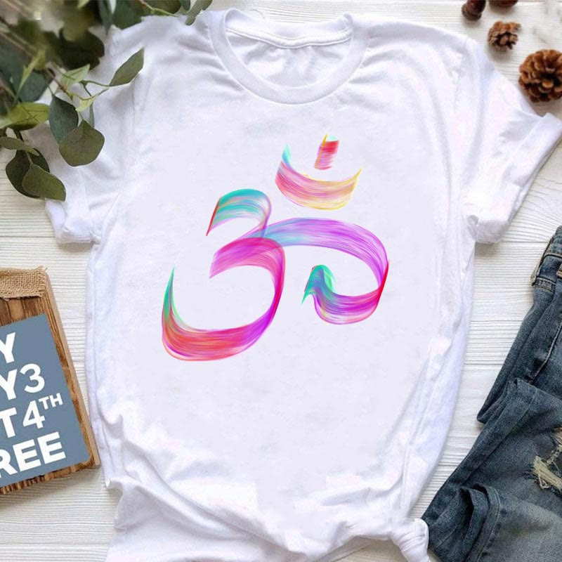 Maglietta stampata Meditazione Hamsa Buddha Lotus di Olivenorma - Om colorato - 2XL - image 9