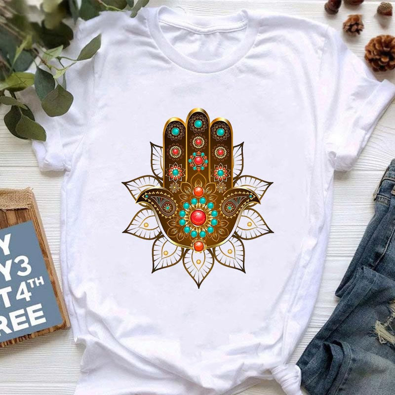 Maglietta stampata Meditazione Hamsa Buddha Lotus di Olivenorma - Hamsa e Loto - 2XL - image 0