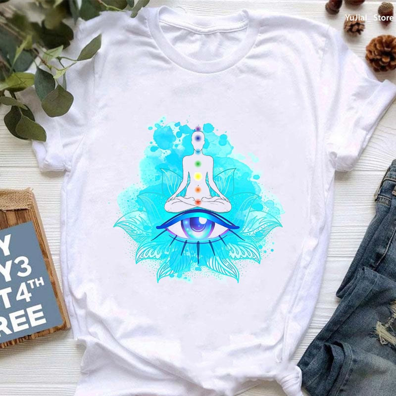 Maglietta stampata con meditazione "Occhio malvagio Buddha OM" di Olivenorma - Malocchio e Buddha - 2XL - image 0
