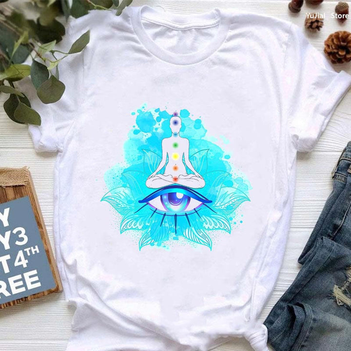 Maglietta stampata con meditazione "Occhio malvagio Buddha OM" di Olivenorma - Malocchio e Buddha - 2XL - image 0
