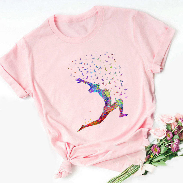 Olivenorma - Maglietta stampata con Buddha colorato e meditazione yoga - Posizione yoga n. 2 - Rosa - 2XL - image 13