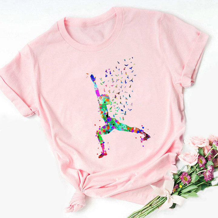 Olivenorma - Maglietta stampata con Buddha colorato e meditazione yoga - Posizione yoga n. 3 - Rosa - 2XL - image 14