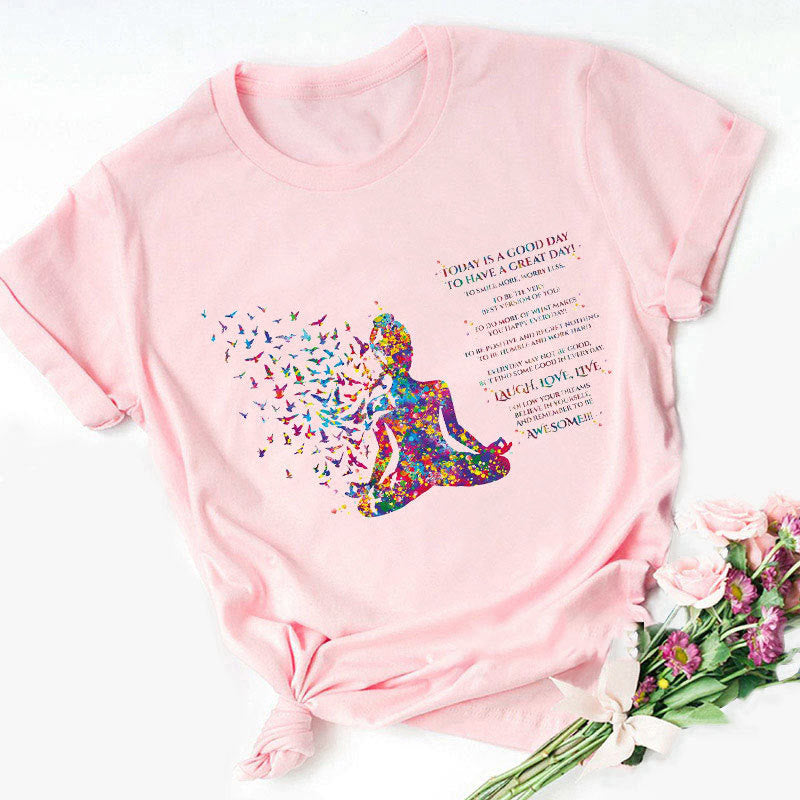 Olivenorma - Maglietta stampata con Buddha colorato e meditazione yoga - Testo colorato del Buddha - Rosa - 2XL - image 11
