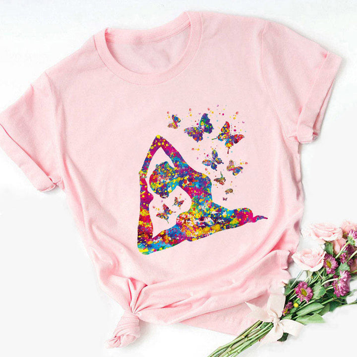 Olivenorma - Maglietta stampata con Buddha colorato e meditazione yoga - Posizione yoga - Rosa - 2XL - image 12