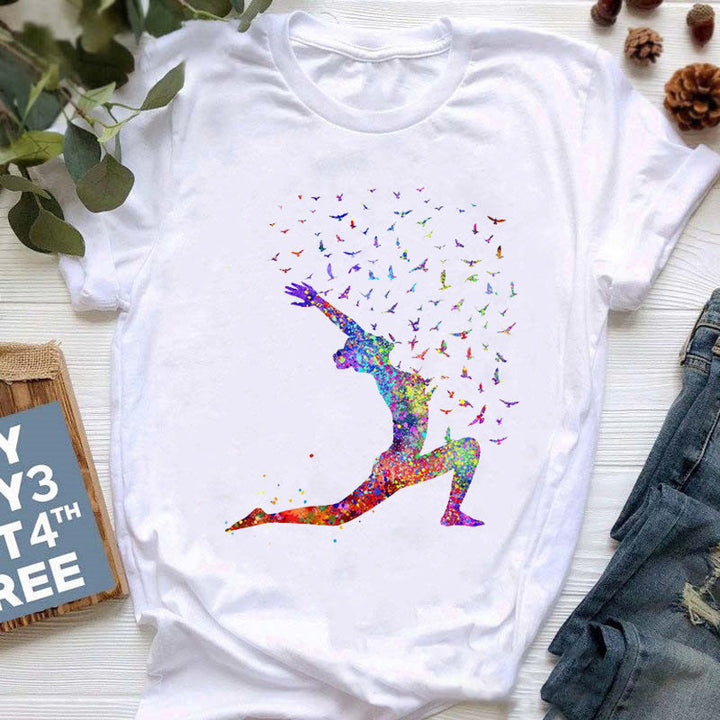 Olivenorma - Maglietta stampata con Buddha colorato e meditazione yoga