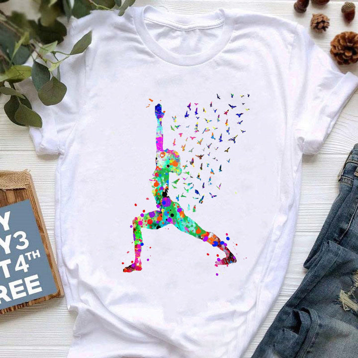 Olivenorma - Maglietta stampata con Buddha colorato e meditazione yoga