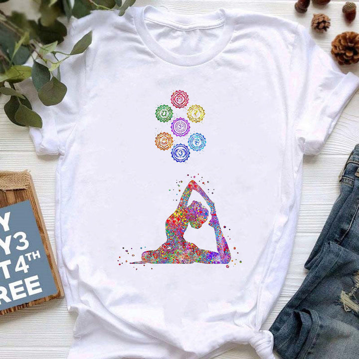 Olivenorma Yoga Meditazione Top T-shirt stampata colorata