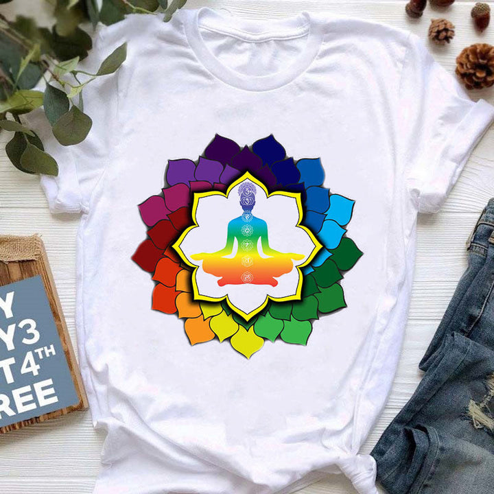 Olivenorma Yoga Meditazione Top T-shirt stampata colorata