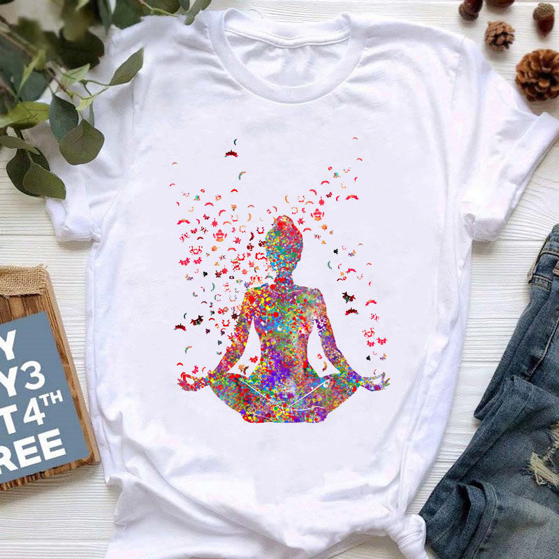 Olivenorma Yoga Meditazione Top T-shirt stampata colorata