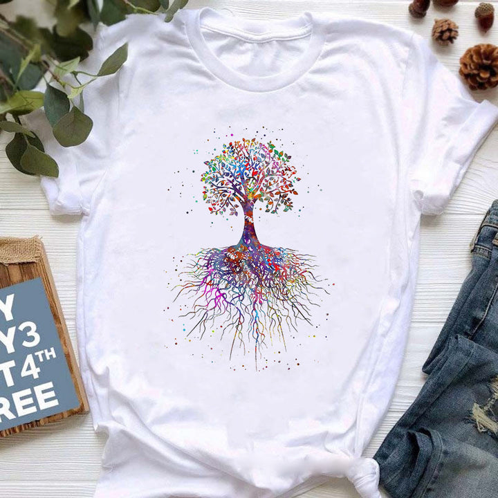 Olivenorma Buddha Yoga Meditazione Top T-shirt stampata colorata - Albero della vita #3 - 2XL - image 11