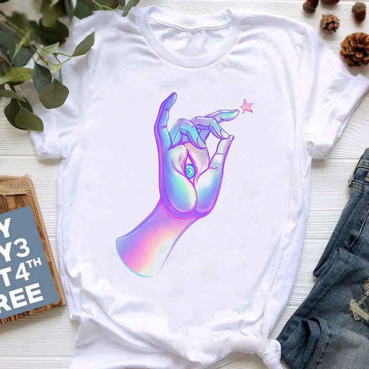 Olivenorma Buddha Yoga Meditazione Top T-shirt stampata colorata - Dito di orchidea - 2XL - image 13