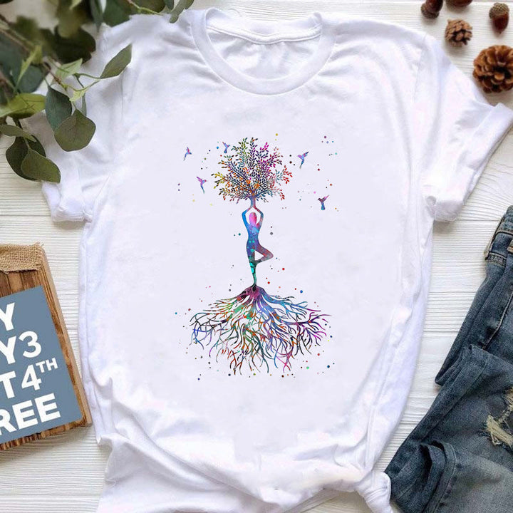 Olivenorma Buddha Yoga Meditazione Top T-shirt stampata colorata - Albero della Vita n. 2 - 2XL - image 8