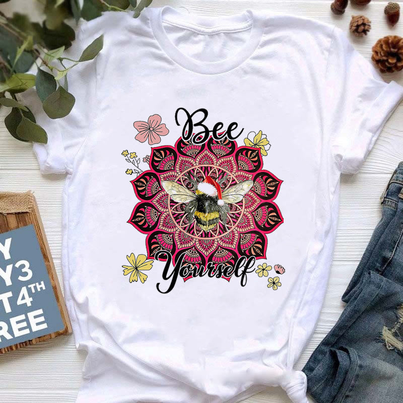 Olivenorma Buddha Yoga Meditazione Top T-shirt stampata colorata - Loto e ape - 2XL - image 18