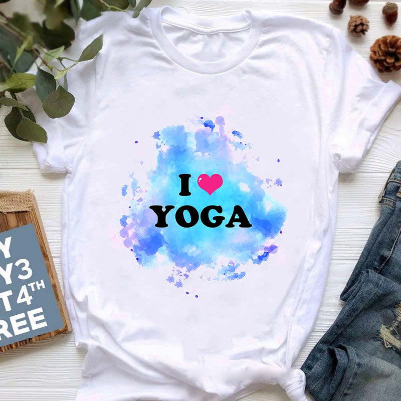 Olivenorma Buddha Yoga Meditazione Top T-shirt stampata colorata - Adoro lo yoga - 2XL - image 14