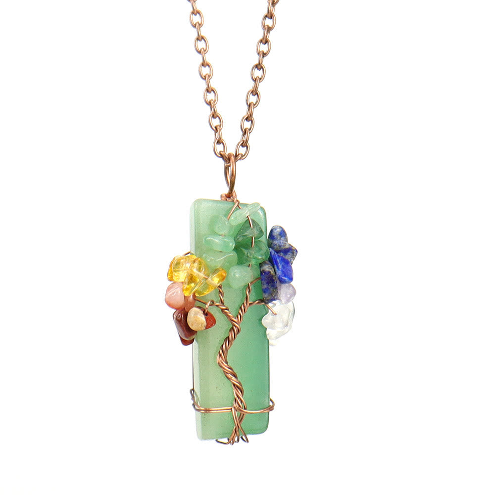 Collana con ciondolo chakra in pietra naturale rettangolare Olivenorma